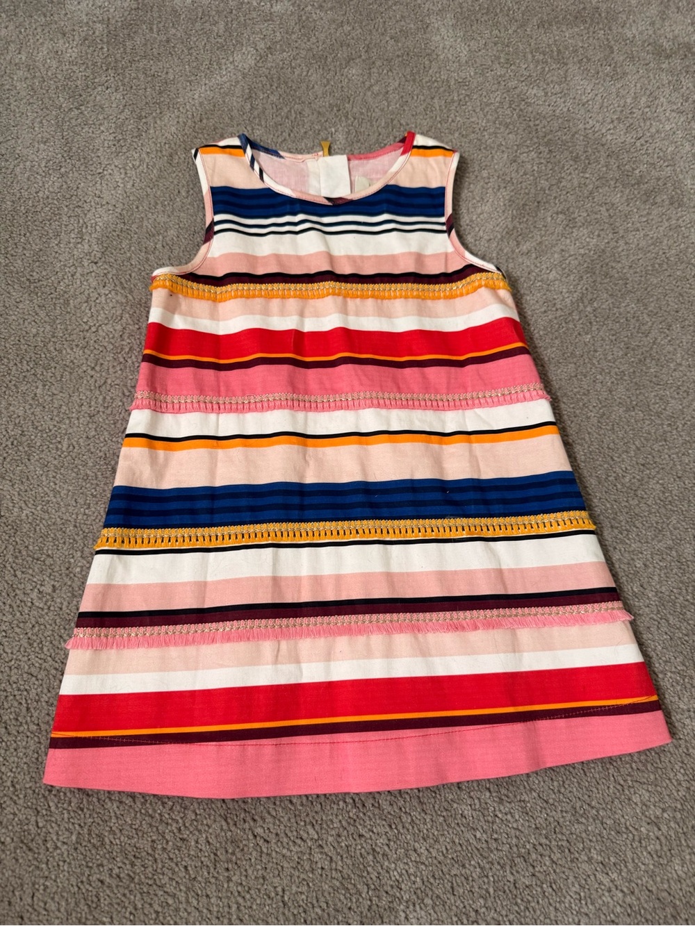 Kate Spade Girls Multicolor Striped Sleeveless Dress - Pink, Navy, Red 3Y